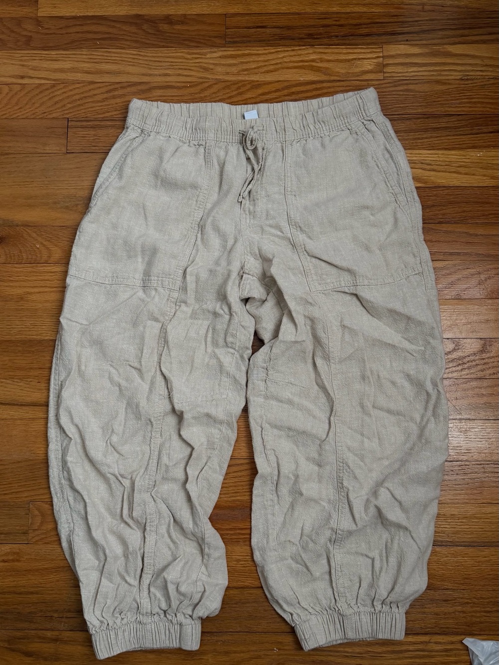 Old Navy Beige Linen-Blend Drawstring Jogger Pants